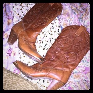 ACME Gold Toe Embossed PERFECT Mid Calf Boots RARE